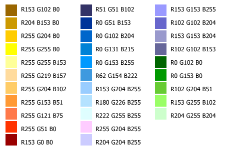 Windows XP icon color palette